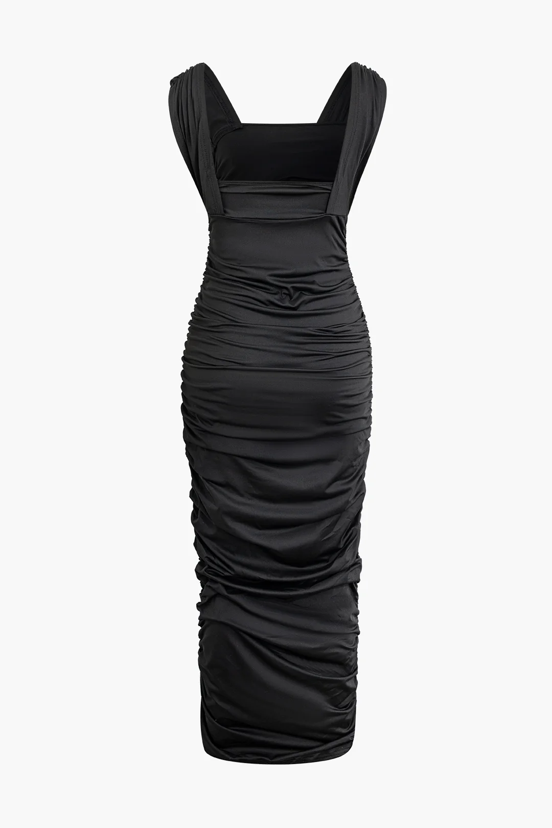 Asymmetrical Ruched Backless Sleeveless Maxi Dress - Weenar