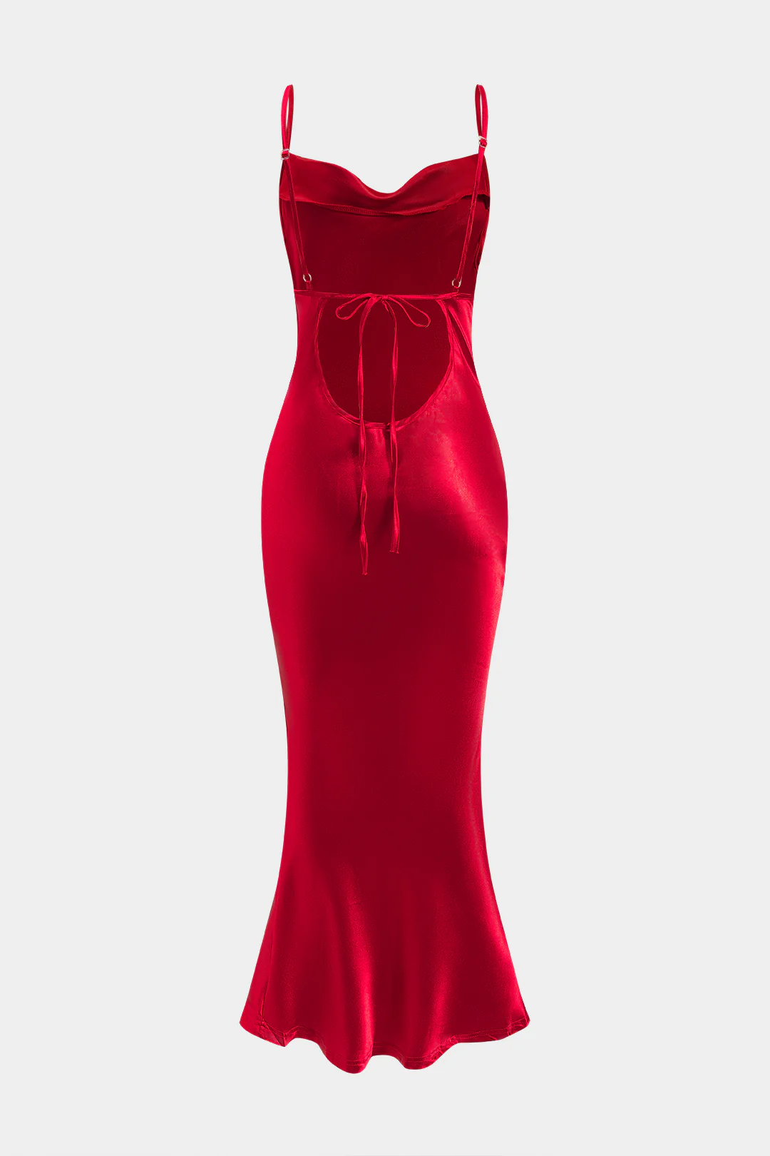 Satin Backless Slip Midi Dress - Weenar