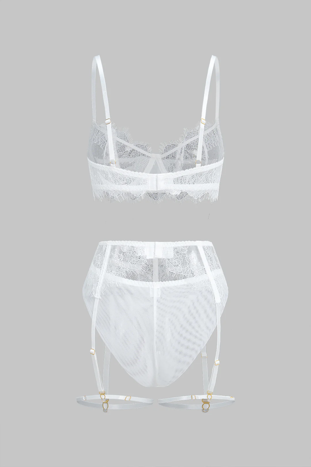 Mesh Hollow Out  Lingerie Garter Set - Weenar