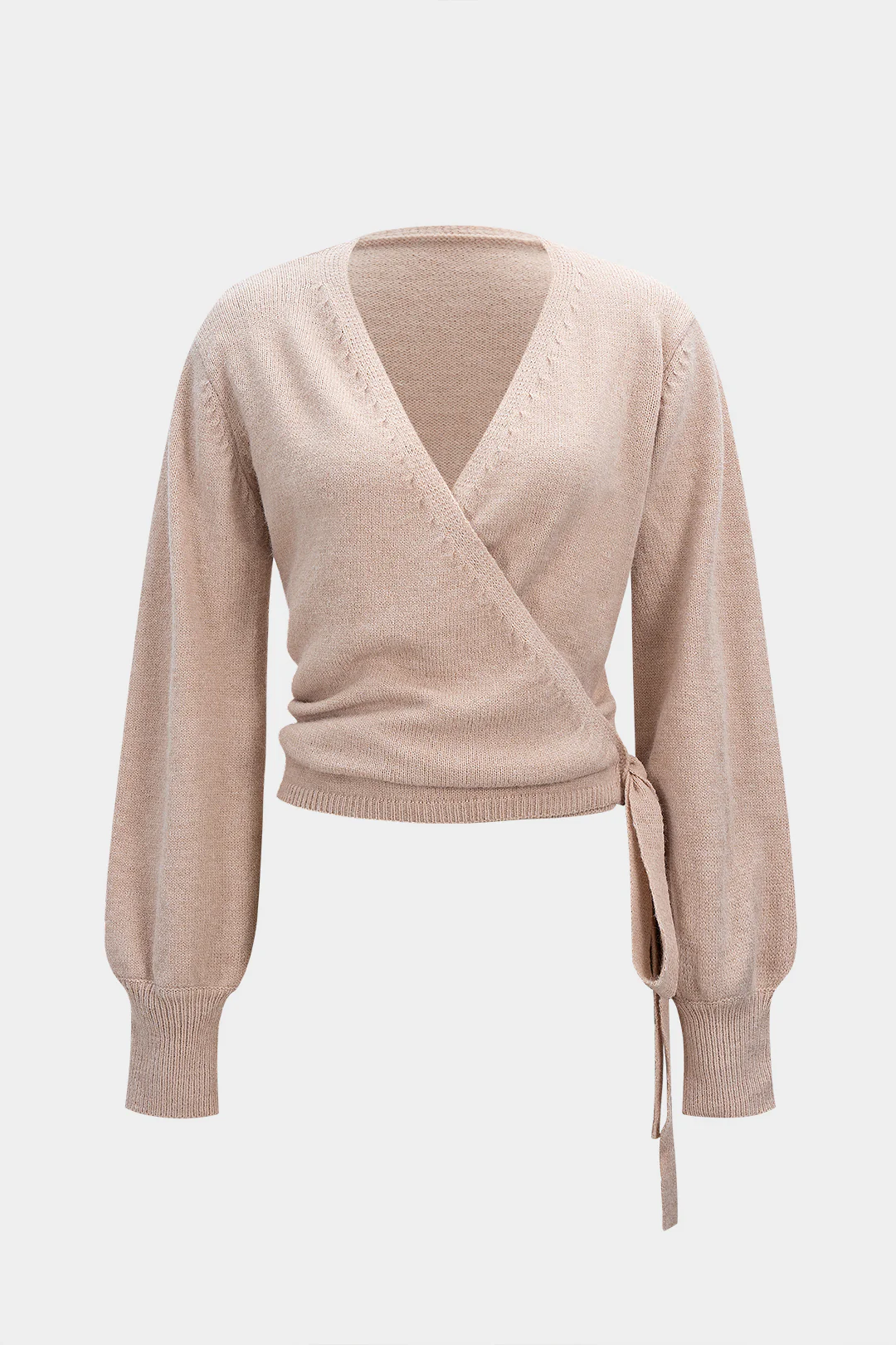 Knit Strappy V-Neck Long-Sleeve Top - Weenar