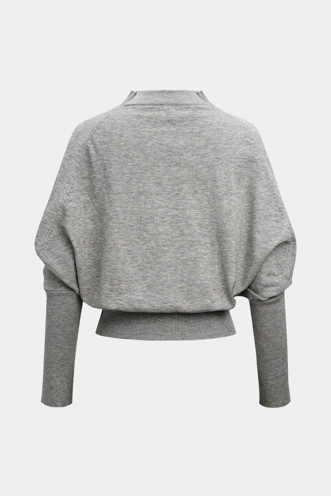 Knit Mock Neck Batwing Long-Sleeve Top - Weenar
