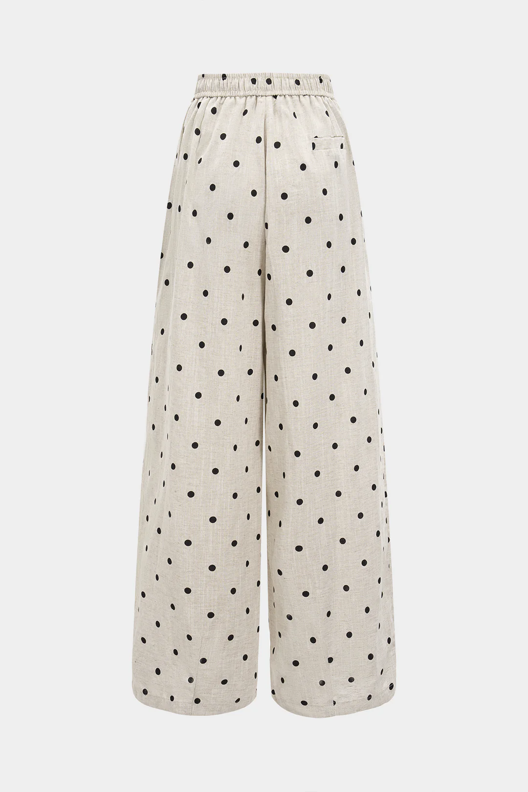 Polka Dots Print Linen Drawstring Wide Leg Trousers - Weenar