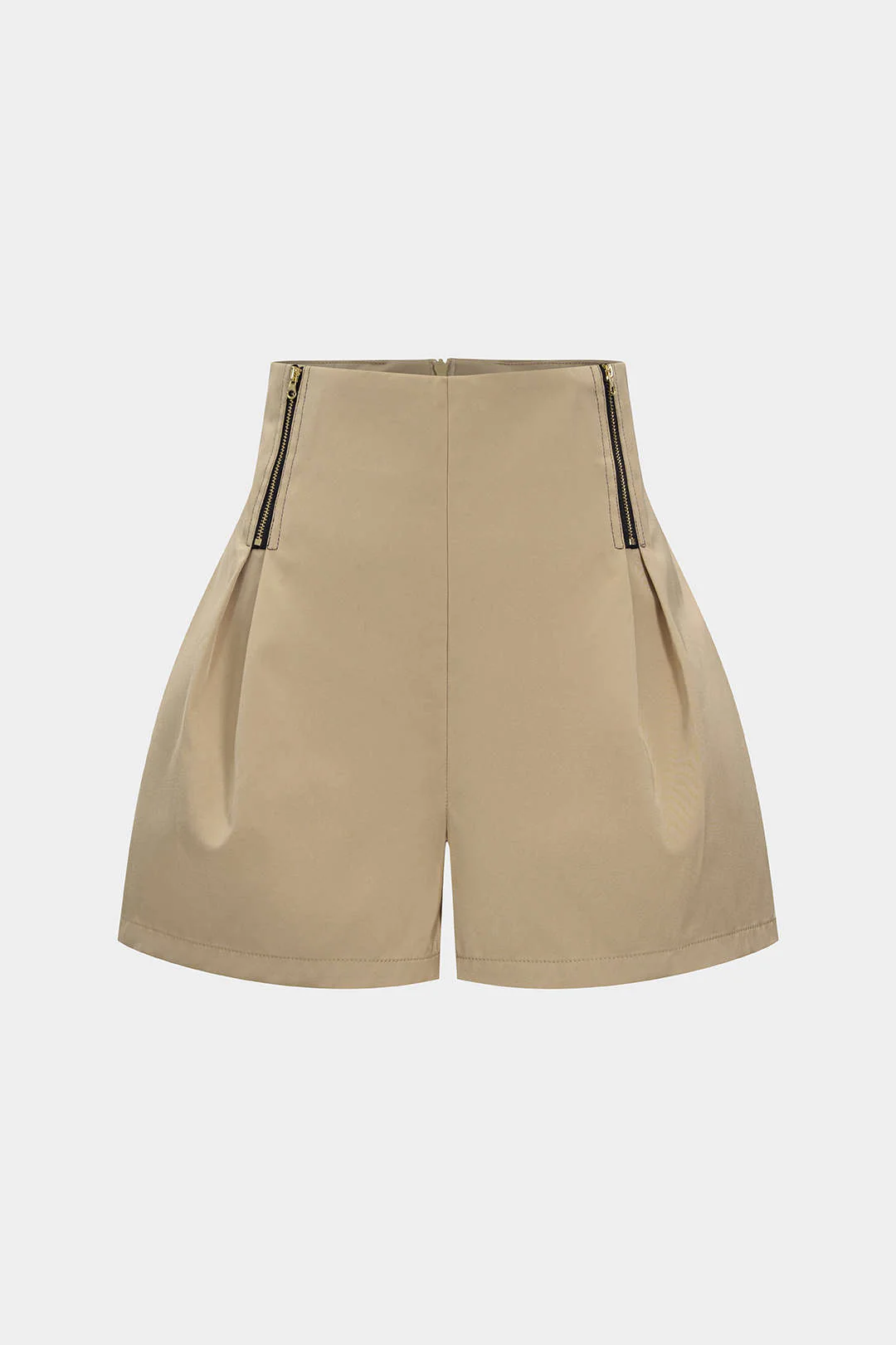 High Waist Ruched Zipper Shorts - Weenar