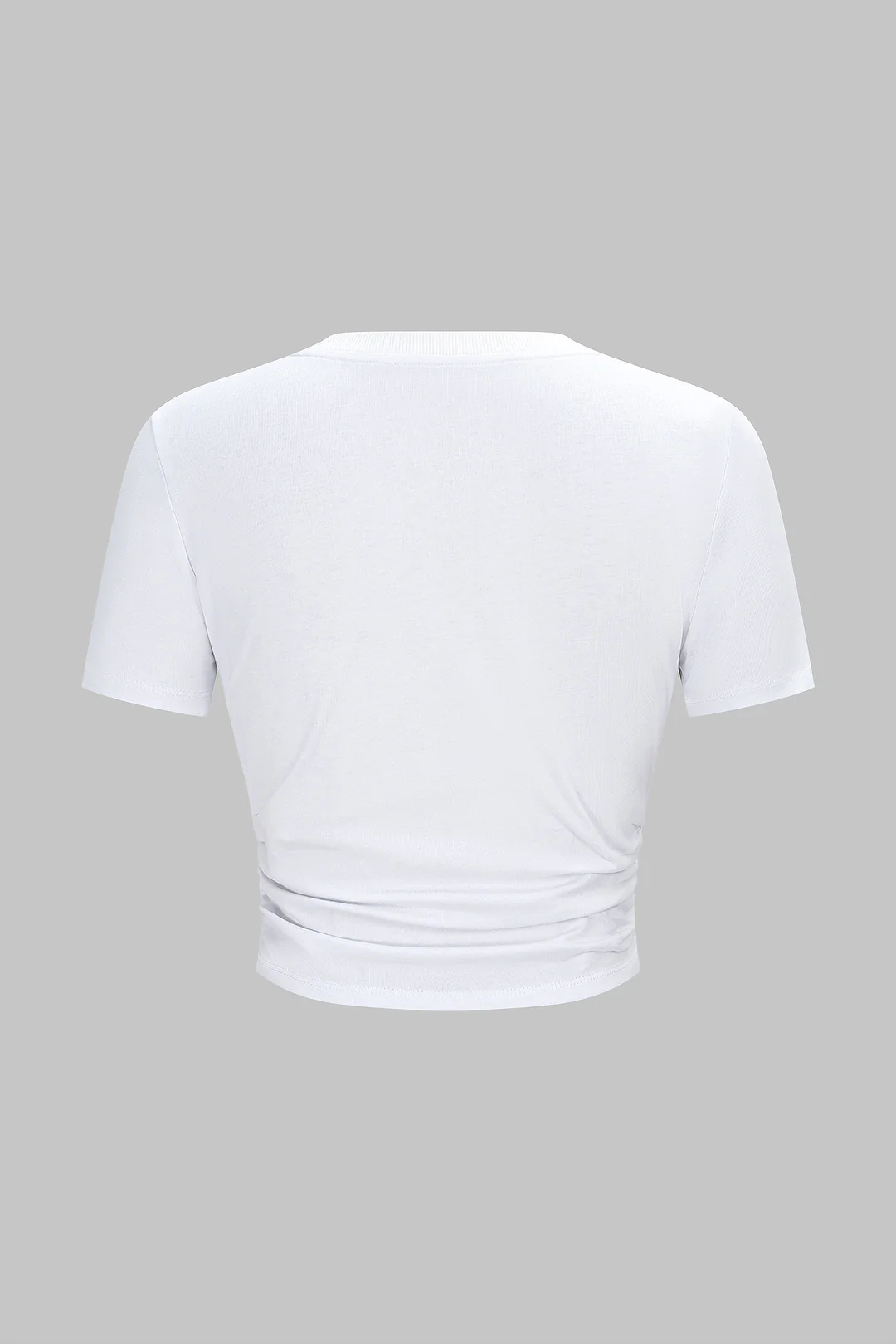 Patchwork Ruched Short Sleeve T-Shirt - Weenar