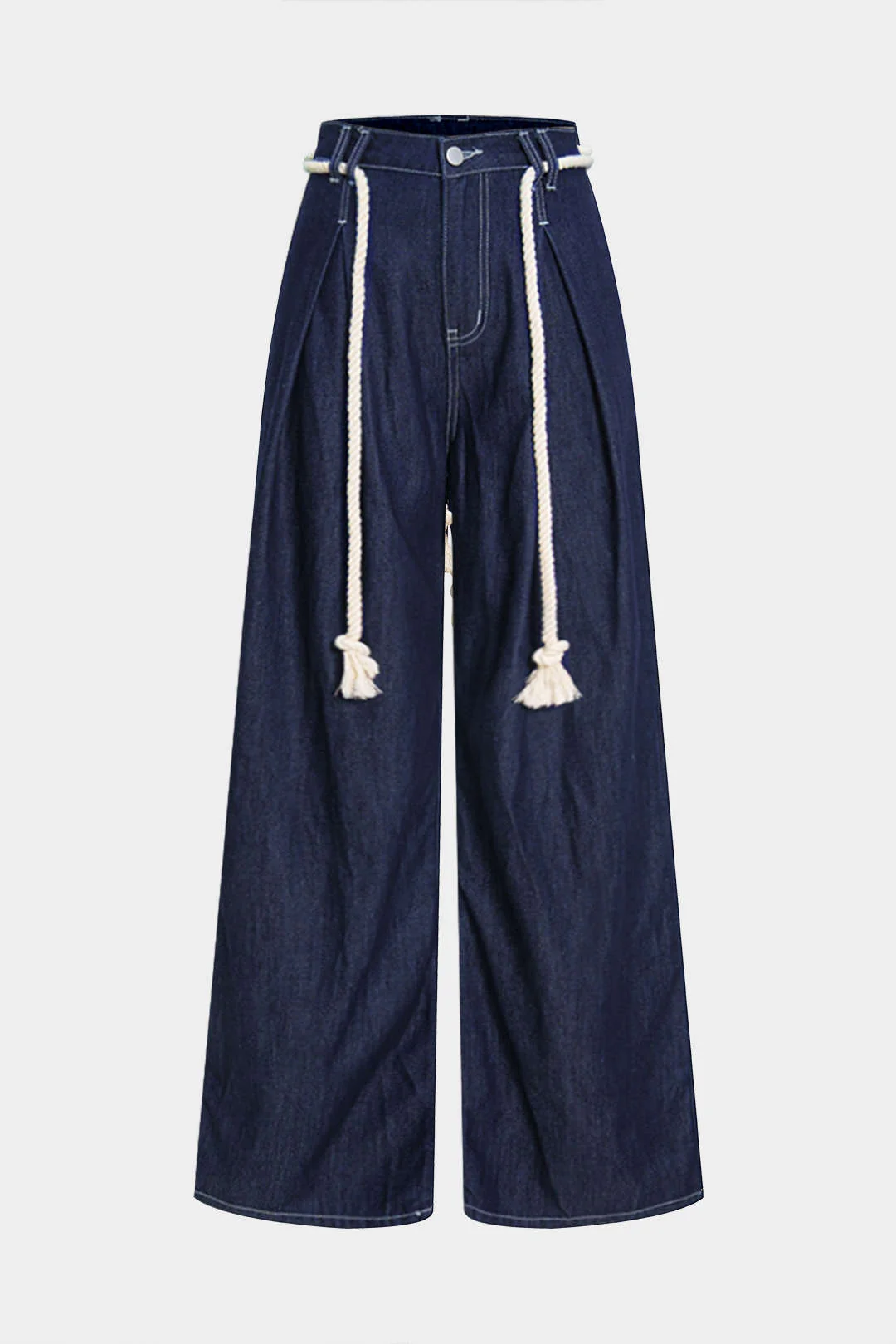Denim Tie Front Ruched Jeans - Weenar