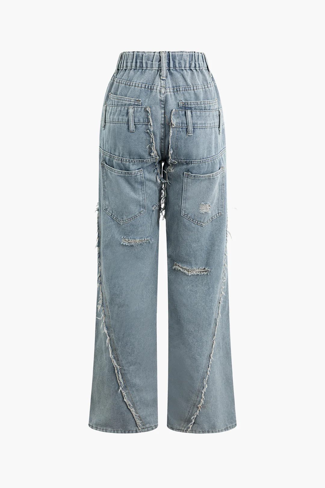 Denim Frayed Ripped Pocket Jeans - Weenar