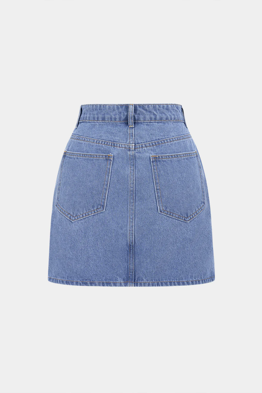 Denim Patchwork Asymmetrical Zipper Frayed Skirt - Weenar
