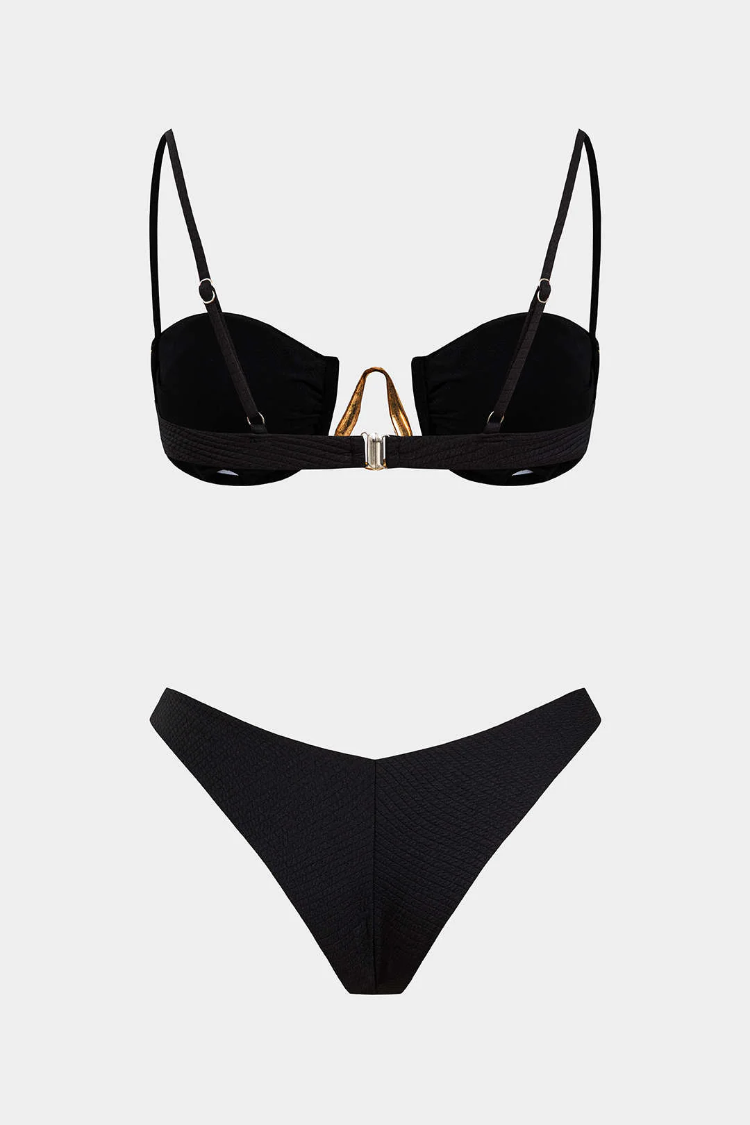 Chiffon Metallic Decor High-Waisted Bikini Set - Weenar