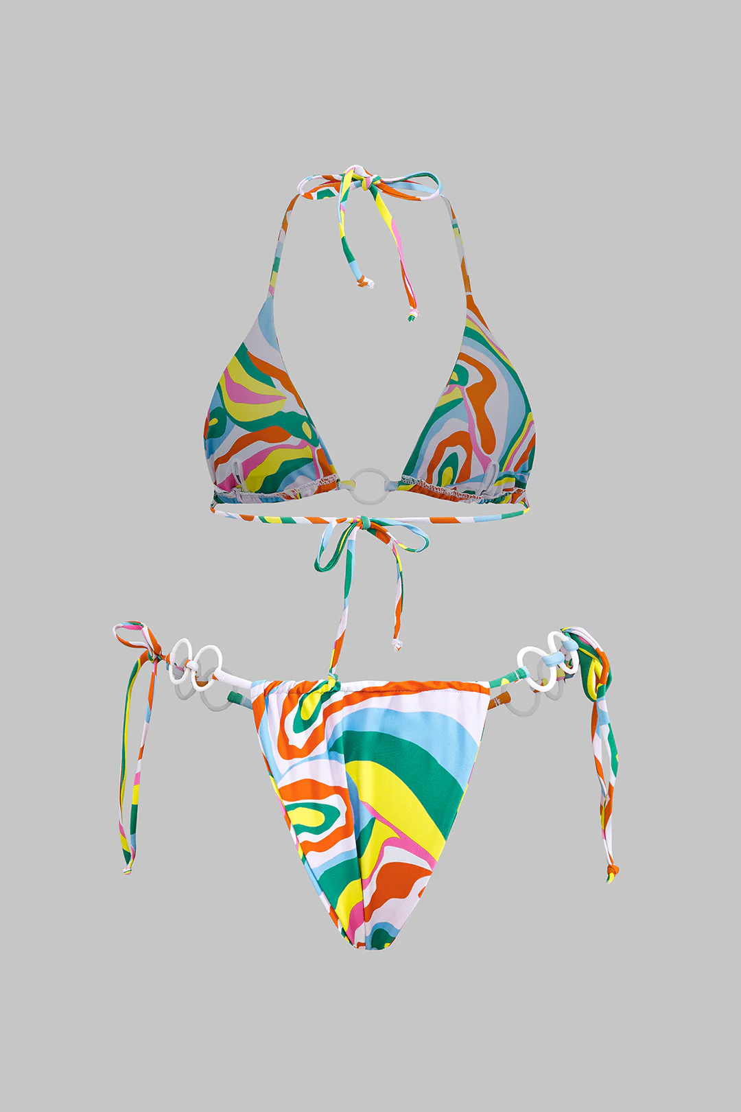 Contrast Print Tie-Up Bikini Set - Weenar