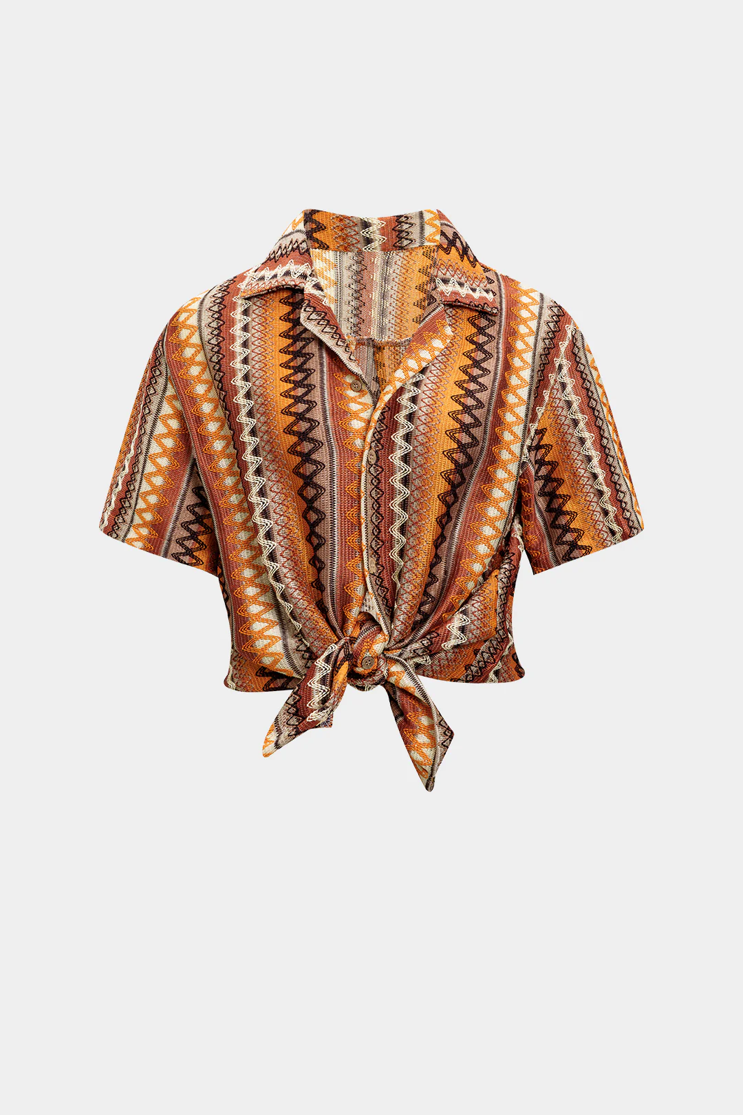 Stripes Print Lapel Short-Sleeve Shirt - Weenar