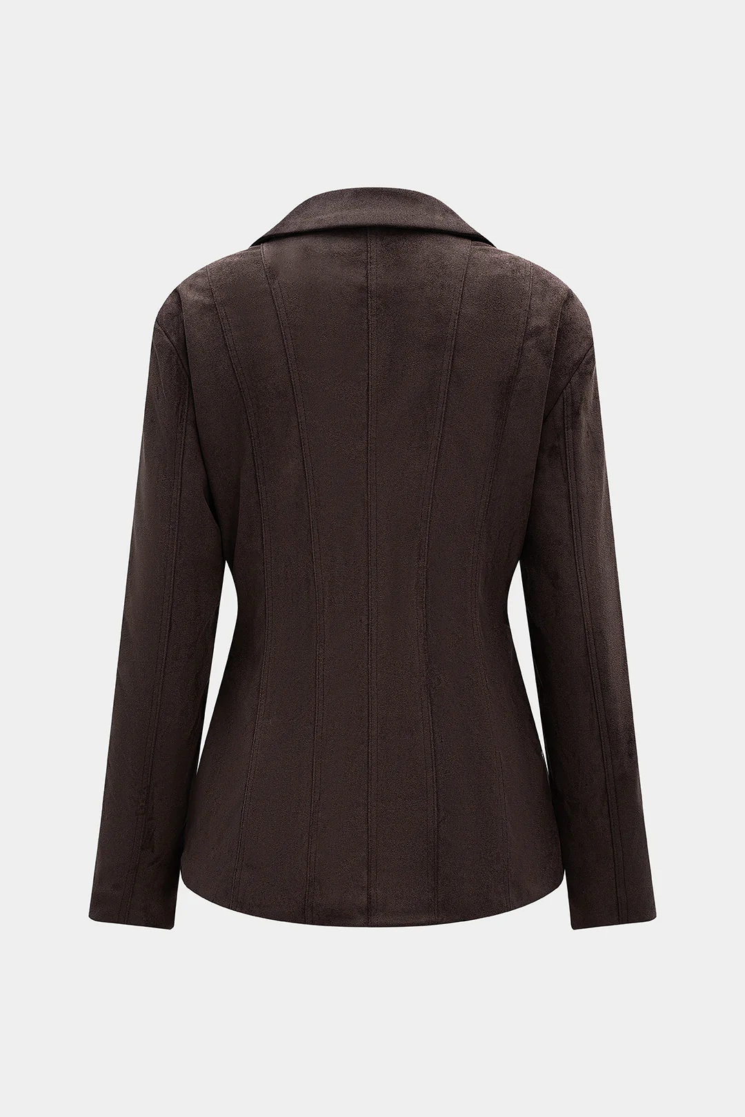 Suede Button Notched Lapel Shoulder Pads Blazer - Weenar
