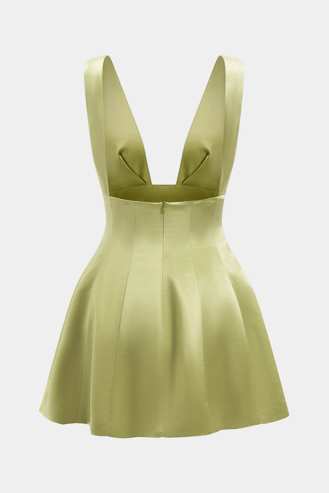 Satin Backless Pleated Sleeveless Mini Dress - Weenar