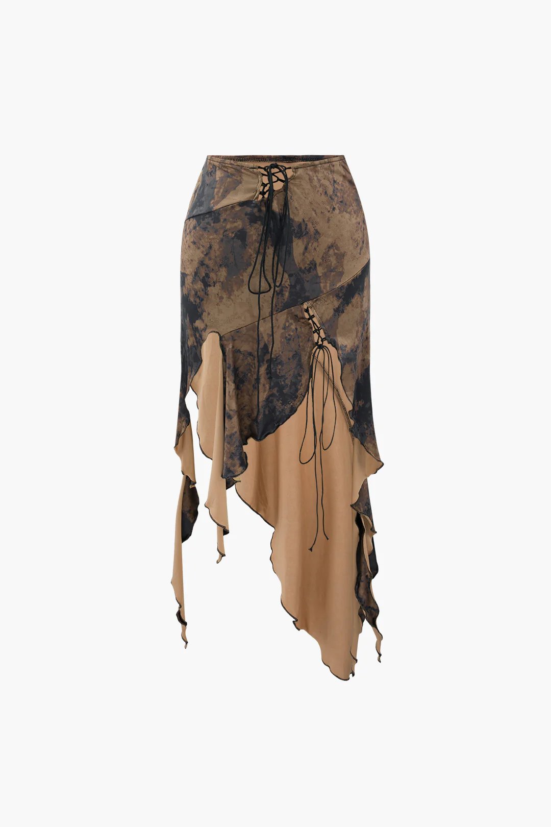 Tie Dye Asymmetric Ruffle Hem Skirt - Weenar