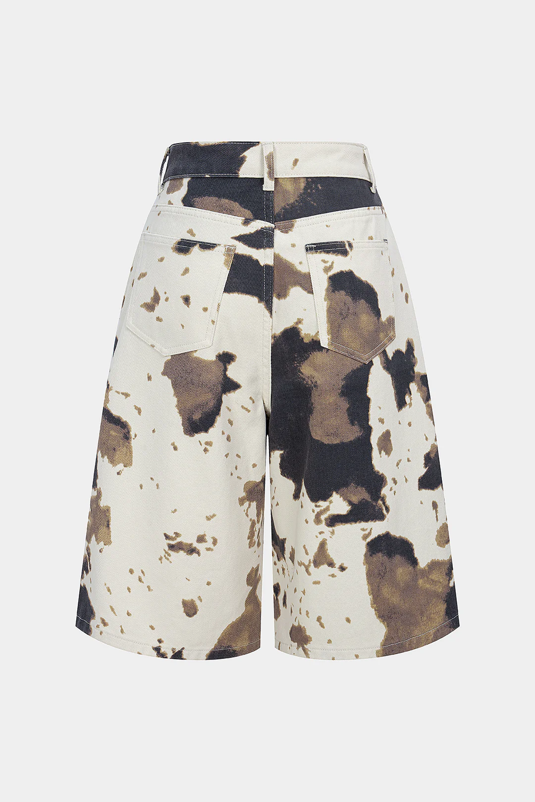 Denim Cow Print High Waist Shorts - Weenar