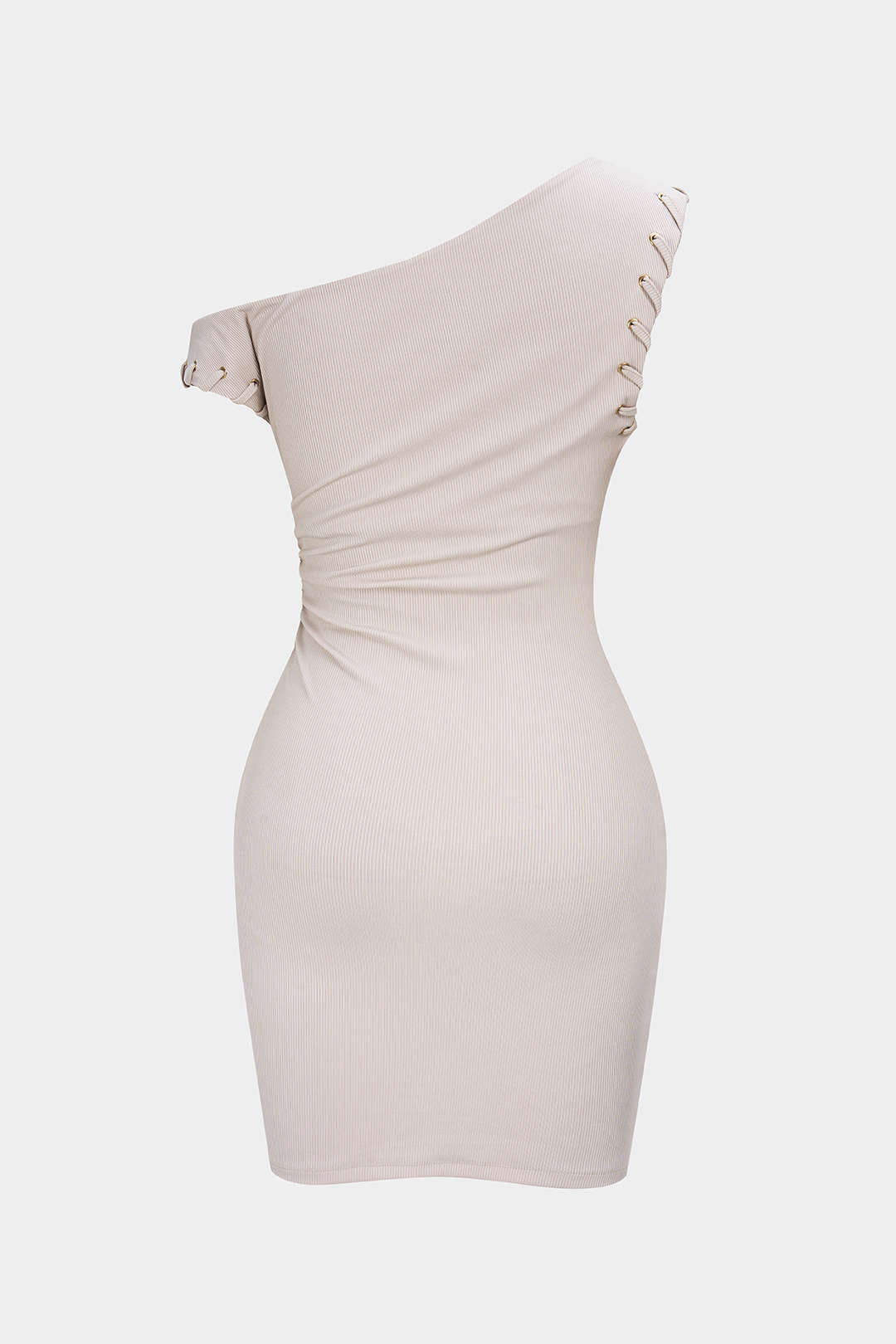 One Shoulder Asymmetrical Ruched Sleeveless Mini Dress - Weenar