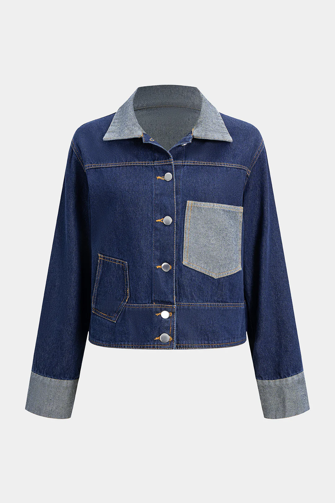 Denim Button Patchwork Outerwear - Weenar