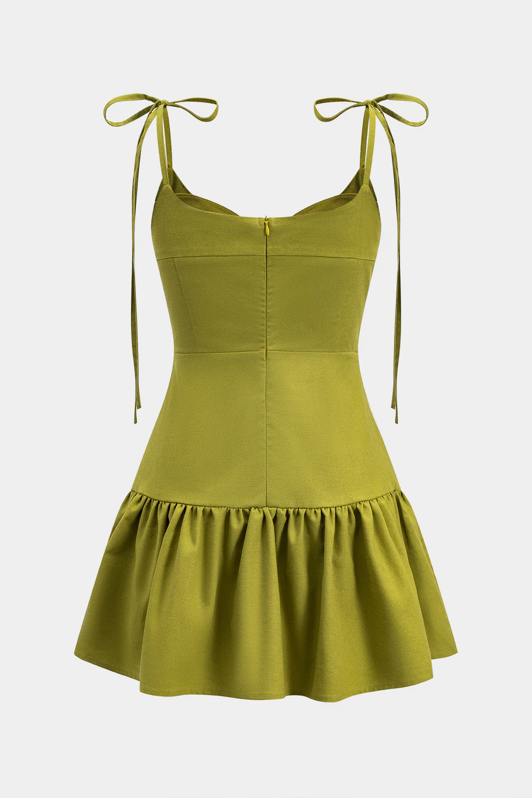 Linen Ruched Tie-Up Sleeveless Mini Dress - Weenar