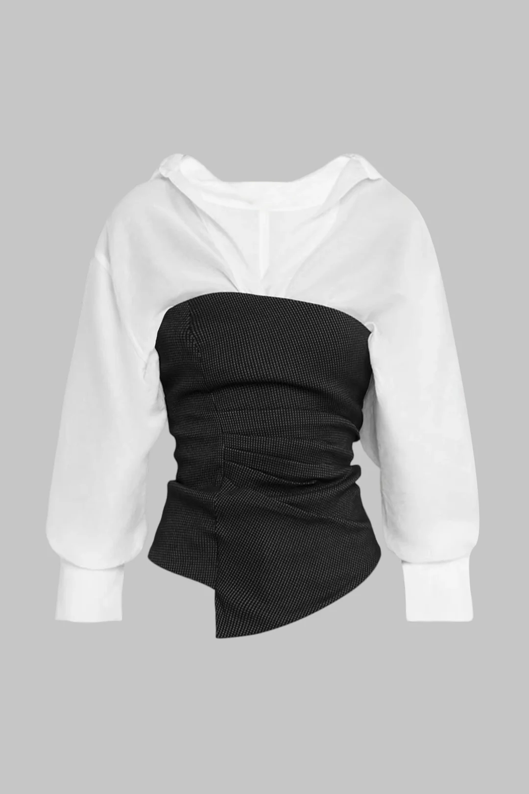 Ruched Asymmetrical Long-Sleeve Shirt - Weenar