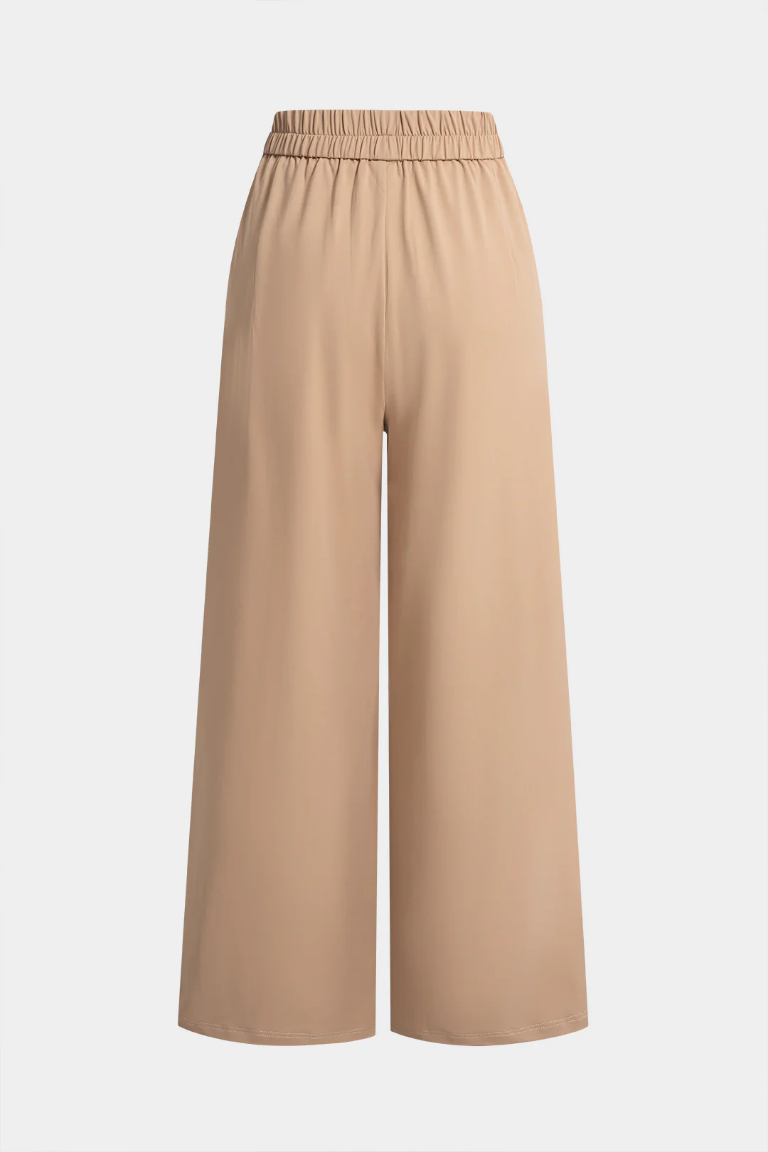 High Waist Shirred Waistband Straight Leg Pants - Weenar