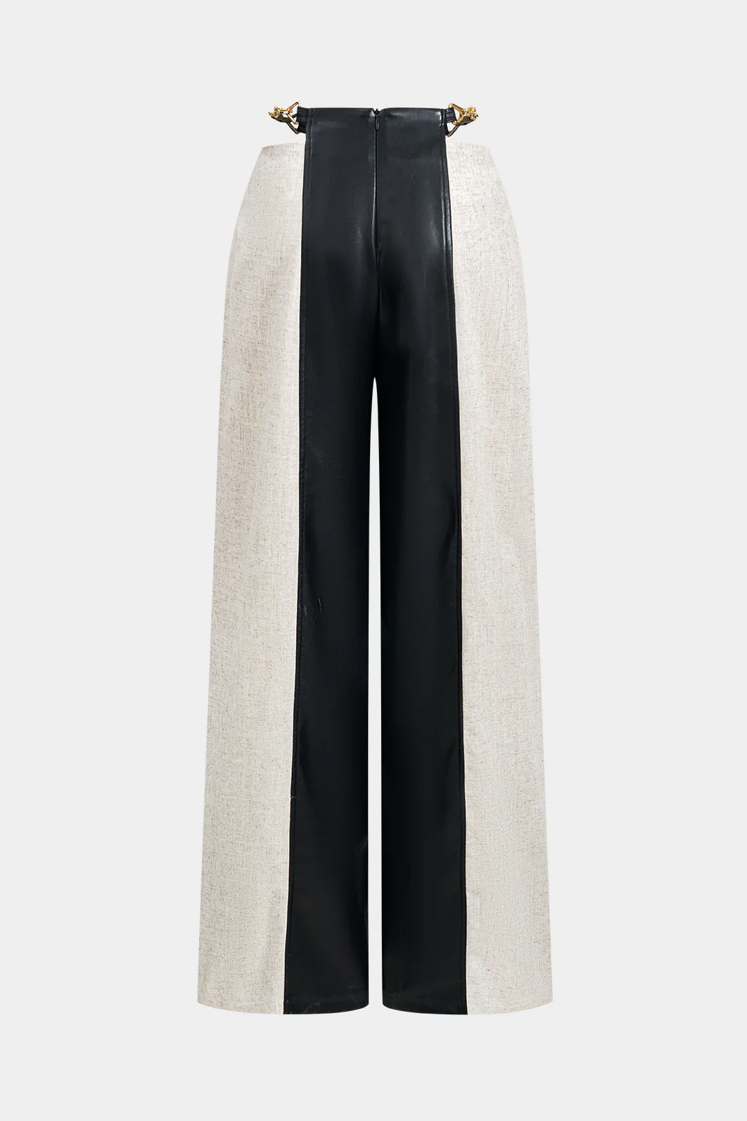 Faux Leather Metallic Patchwork Trousers - Weenar