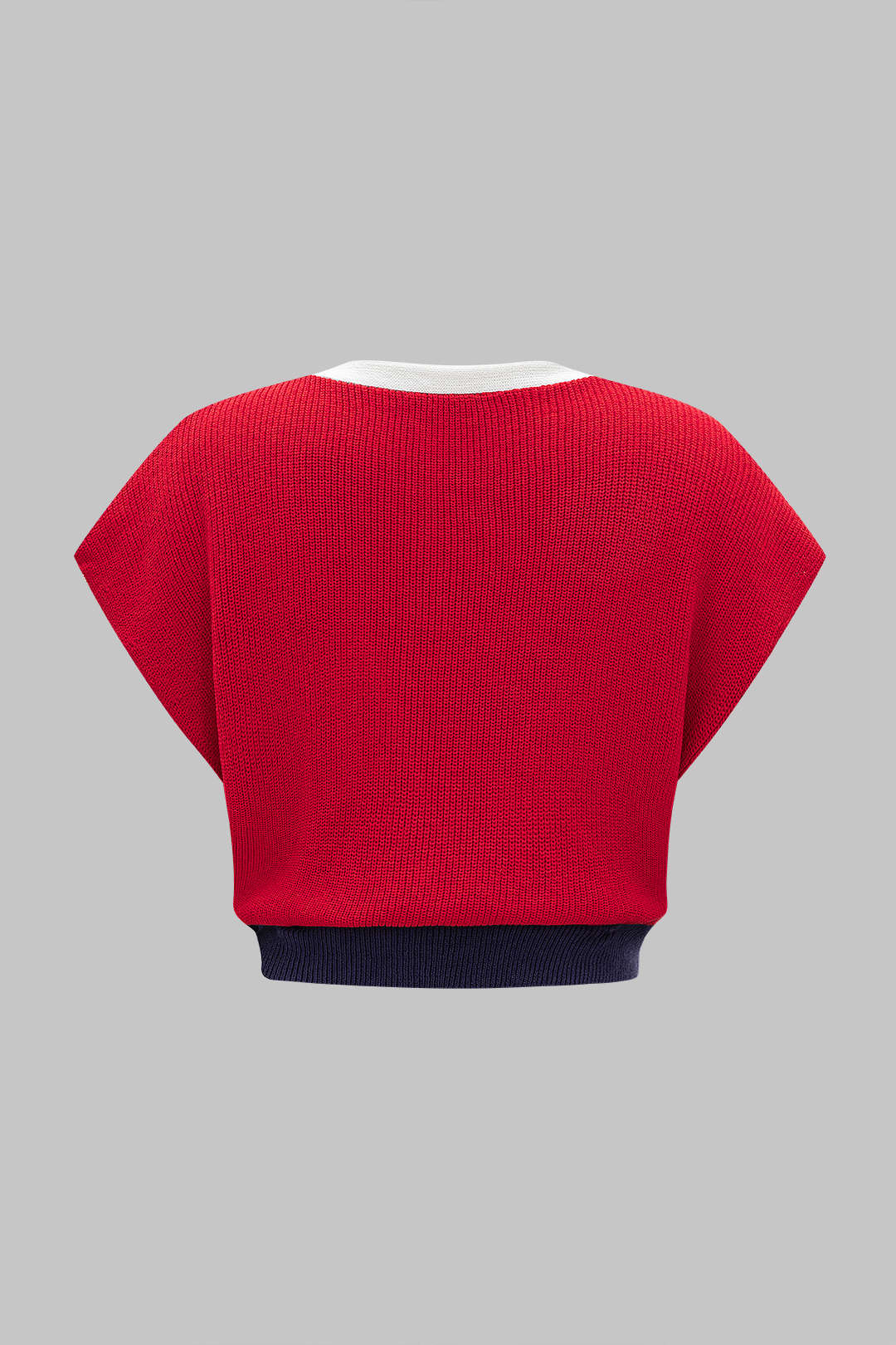 Knit Button Contrast Tank Top - Weenar