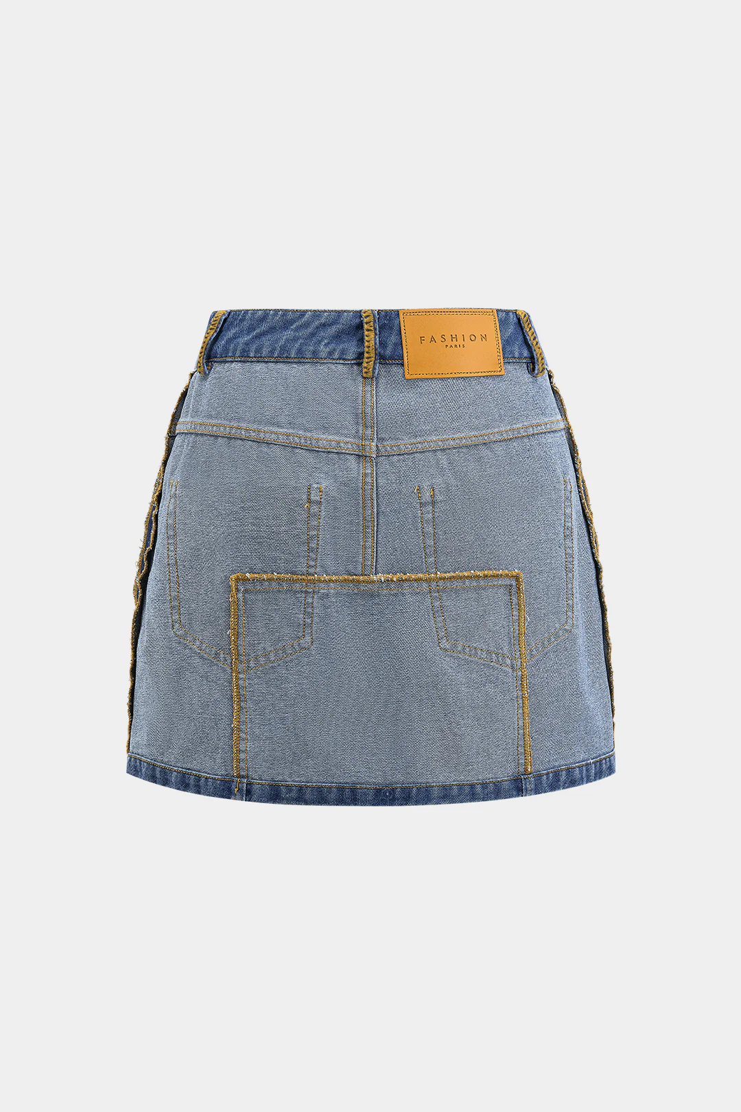 Reversible Letter Print Pocket Denim Mini Skirt - Weenar
