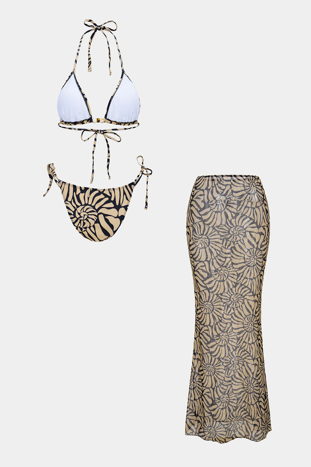 Contrast Print Tie-Up Bikini Set - Weenar