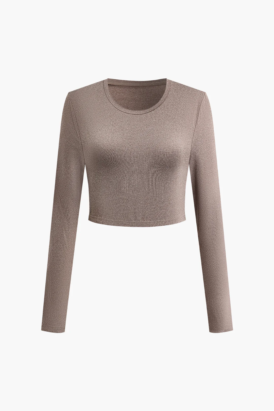 Round Neck Long Sleeve Top And High Waist Pants Set - Weenar