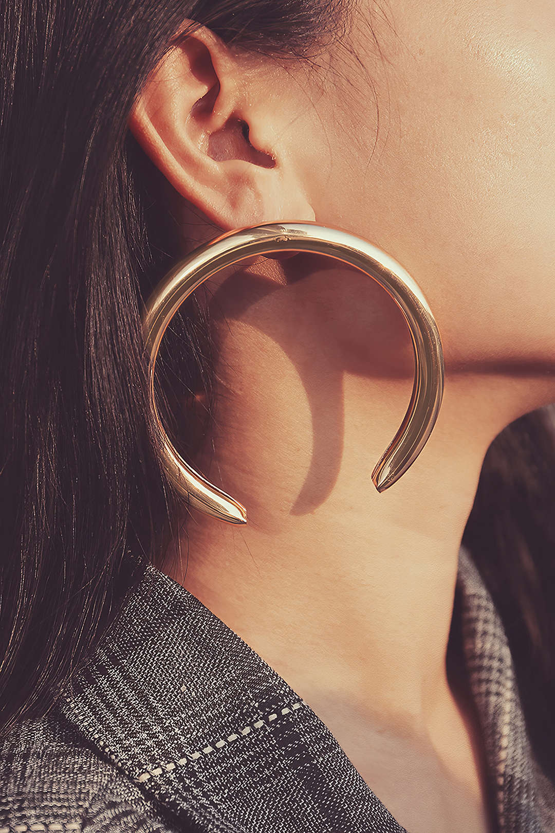 Metal Exaggerated Geometric Semicircular Earrings - Weenar