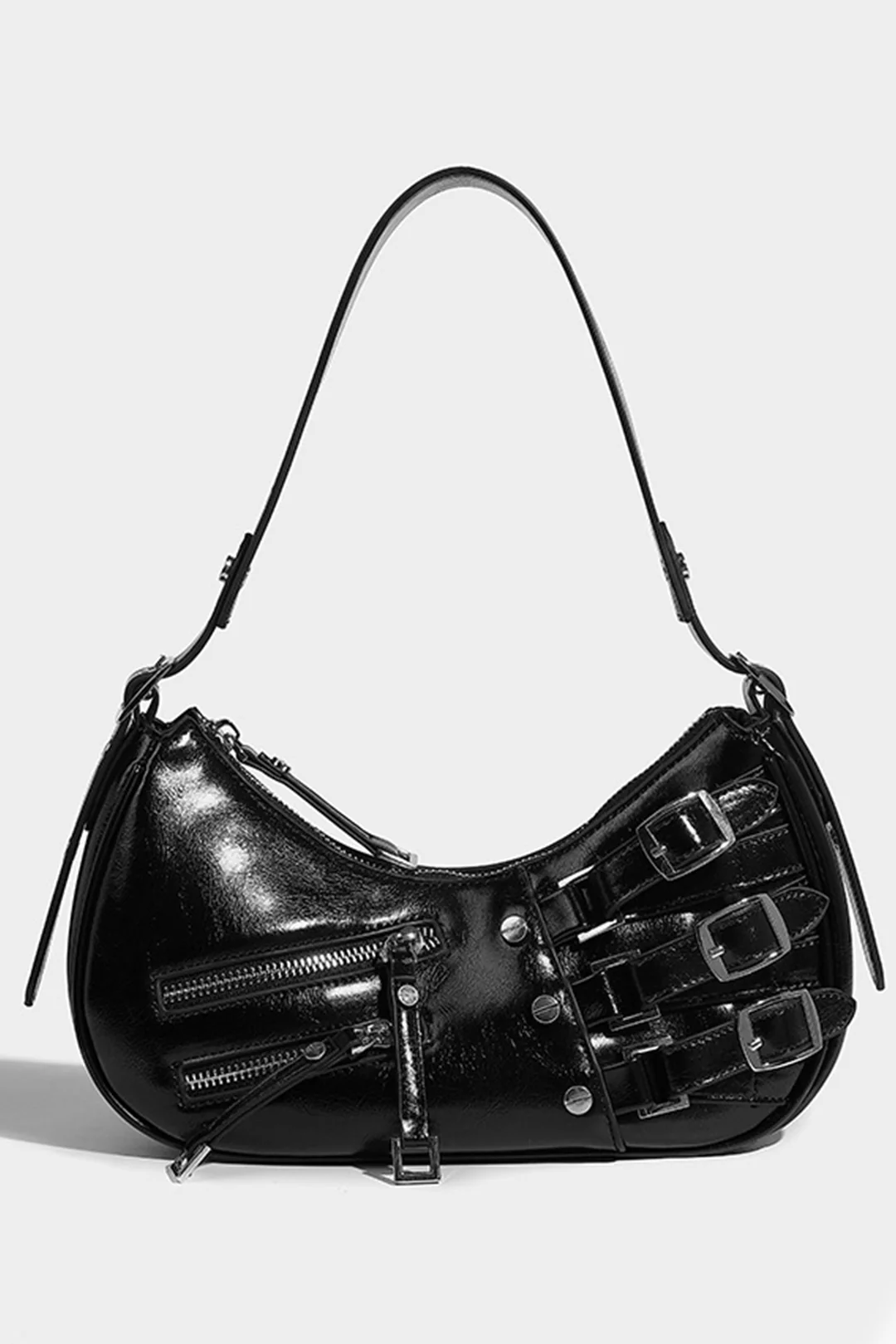 Faux Leather Buckle Detail Cross-body Bag - Weenar