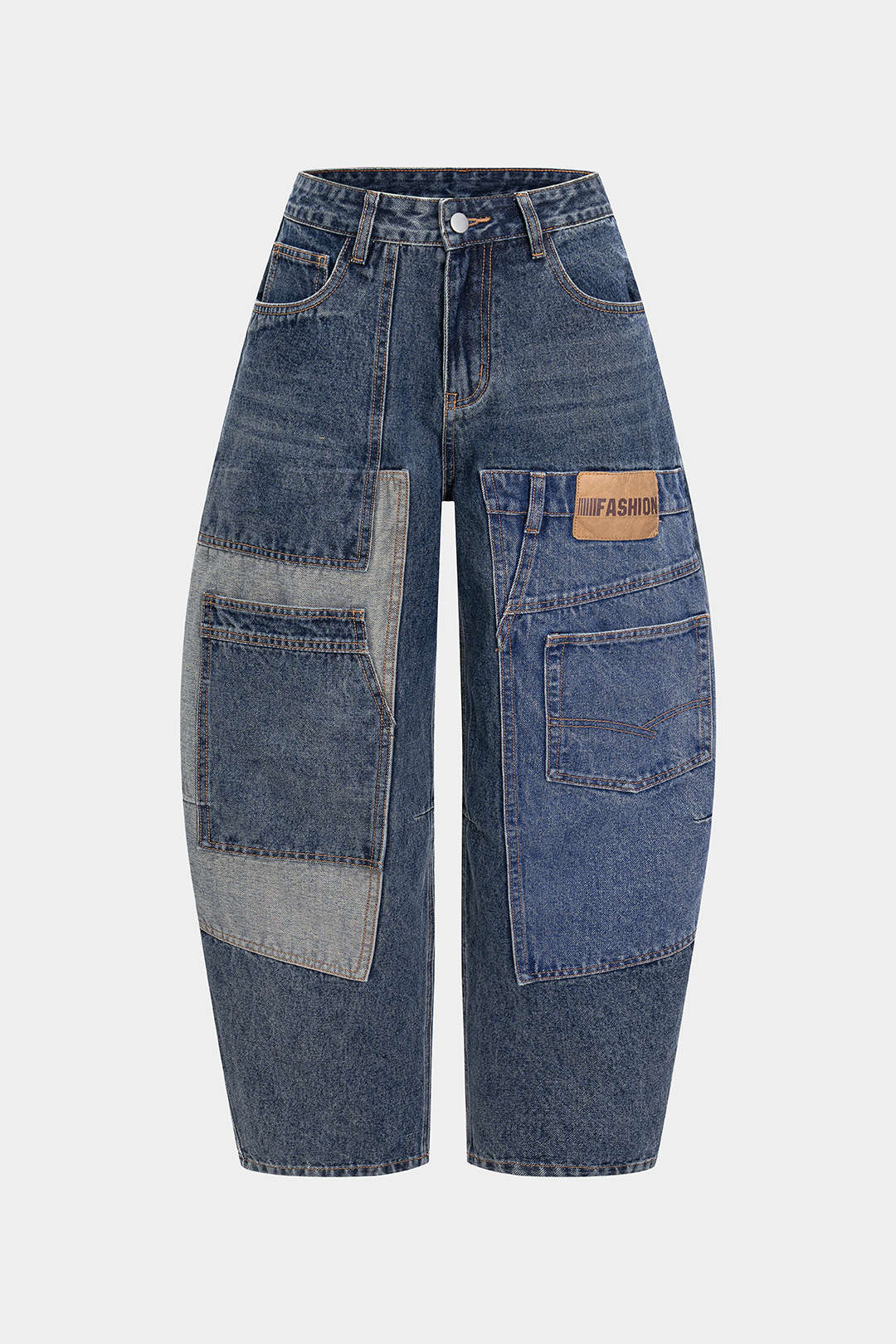 Plus Size Denim Contrast Pocket Jeans - Weenar