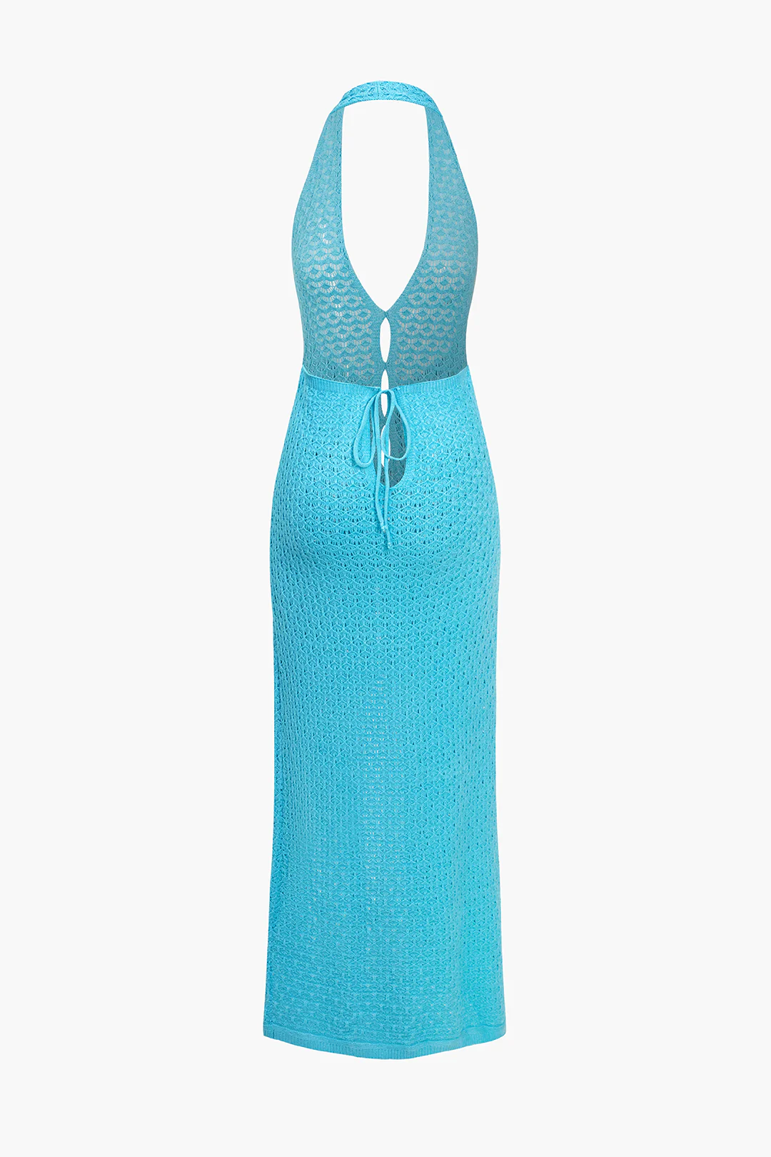 Knit Cut Out Halter Neck Slit Sleeveless Dress - Weenar