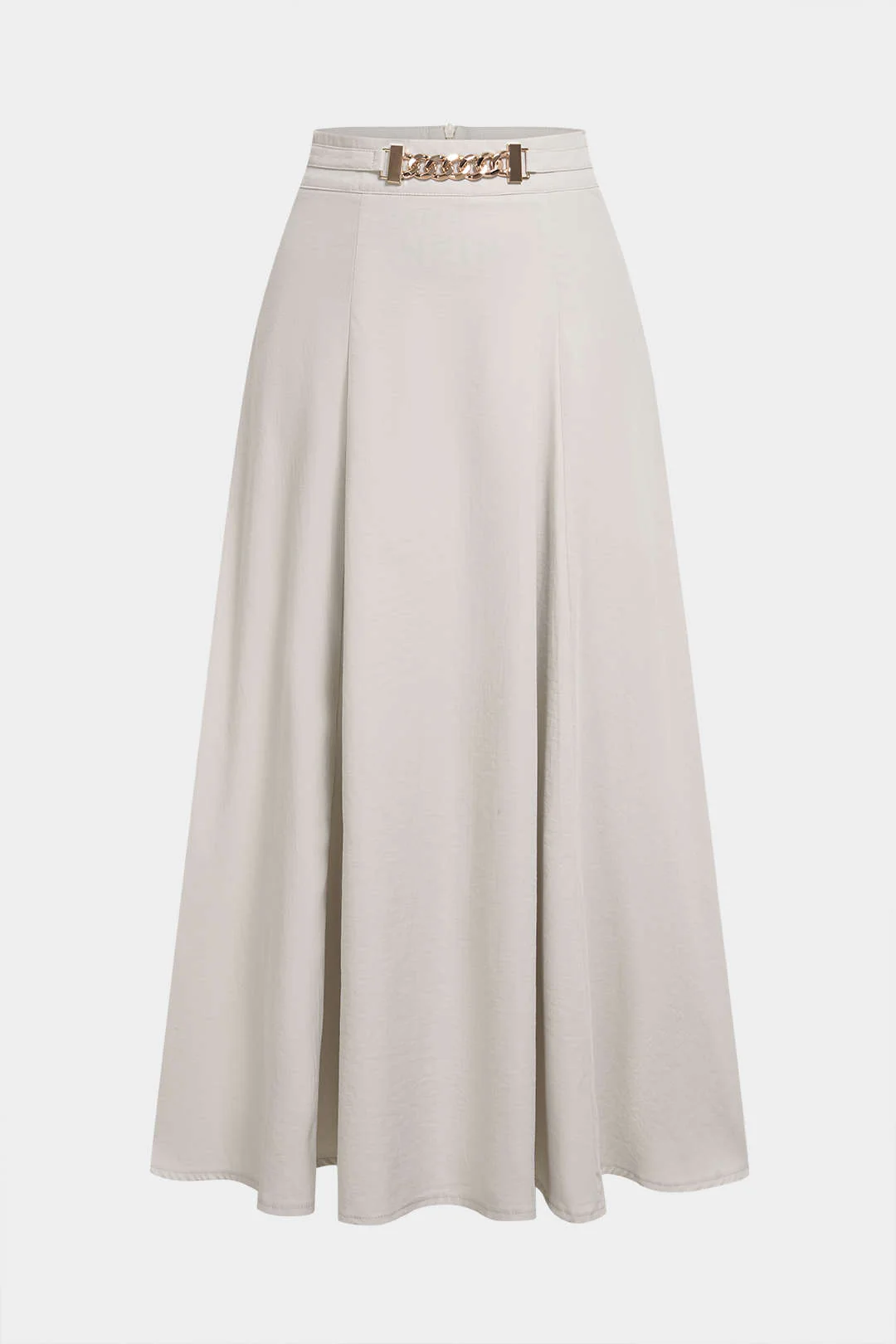 Metallic Decor Zipper High Waist Skirt - Weenar
