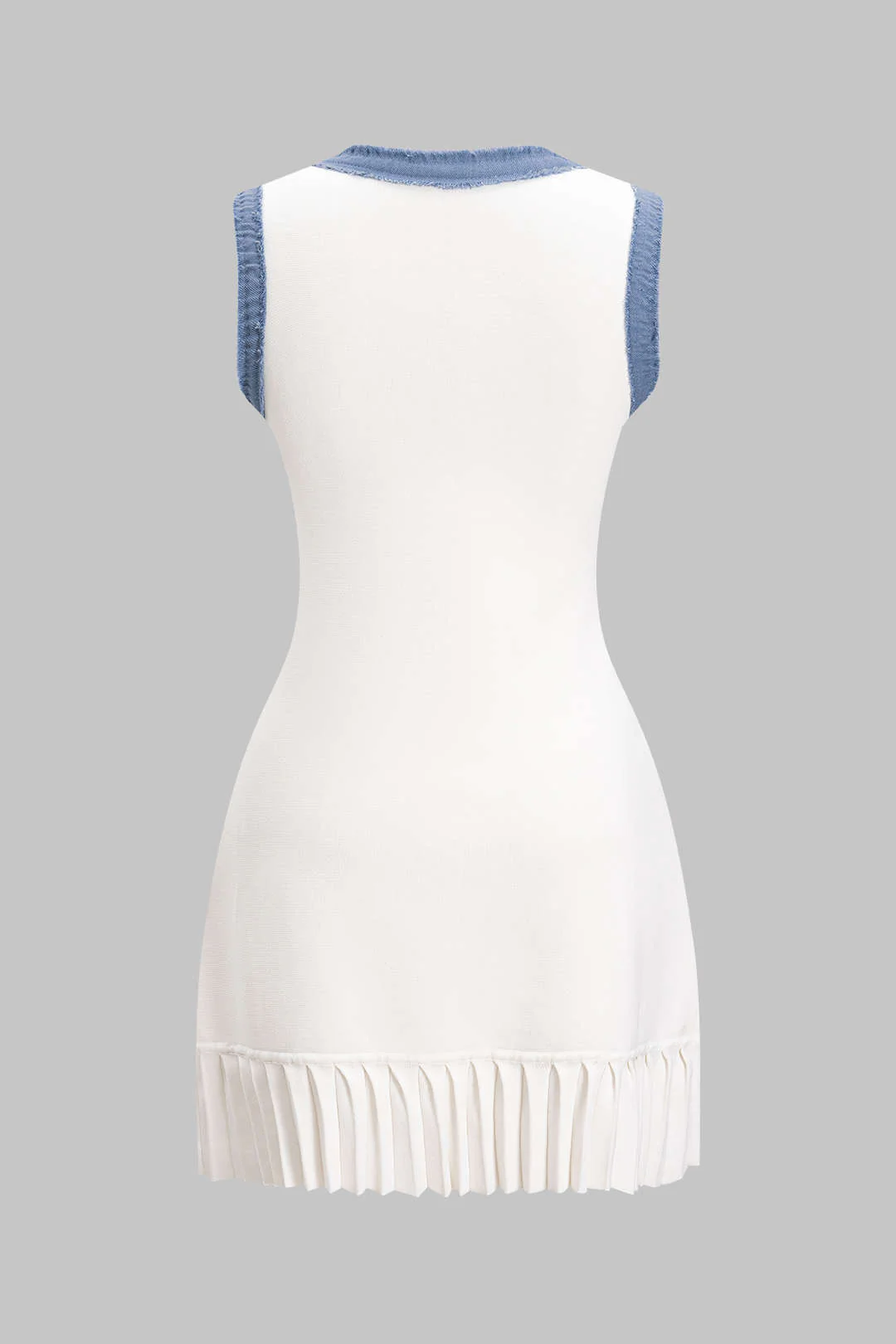 Knit Metallic Button Patchwork Sleeveless Sweater Dress - Weenar