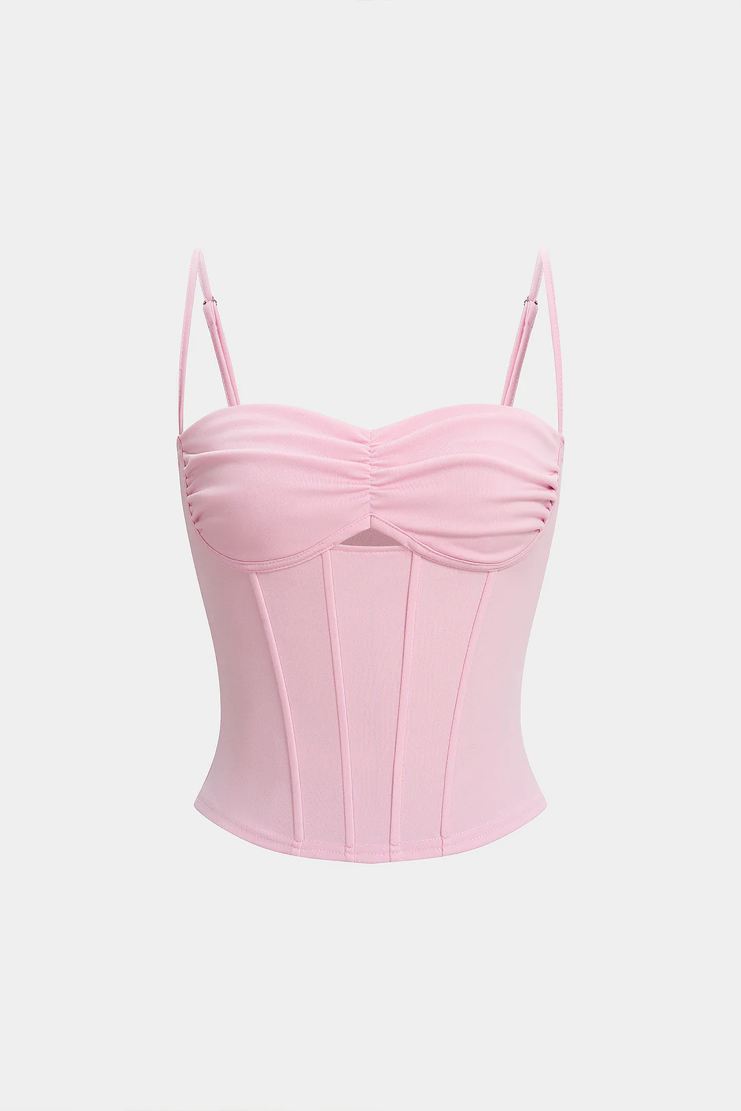 Solid Corset Cut Out Ruched Cami Top - Weenar
