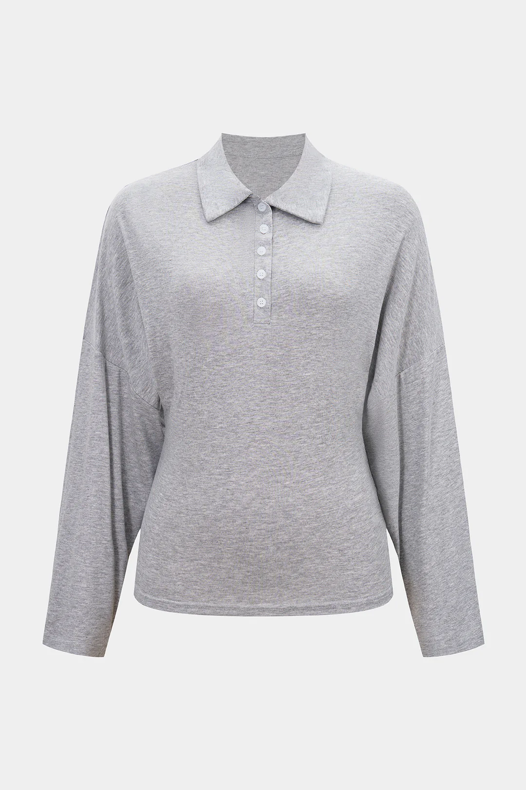 Solid Button Long-Sleeve Top - Weenar