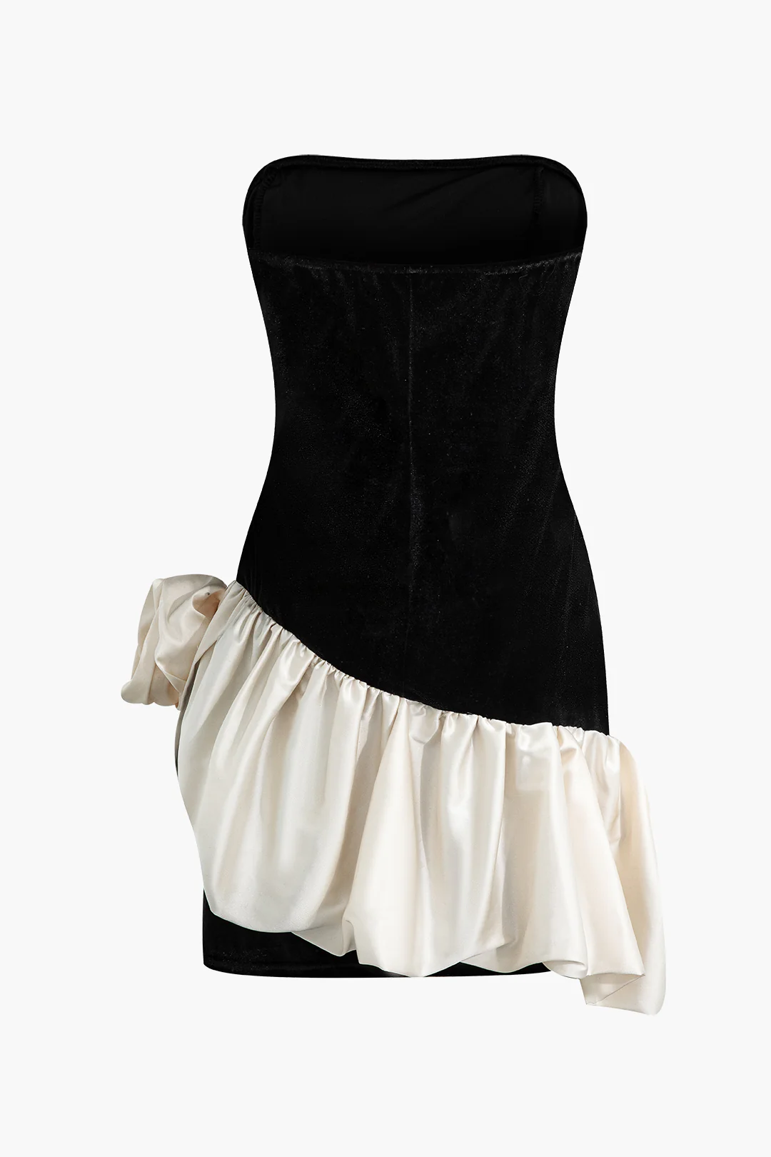 3D Flower Decor Patchwork Sleeveless Mini Dress - Weenar