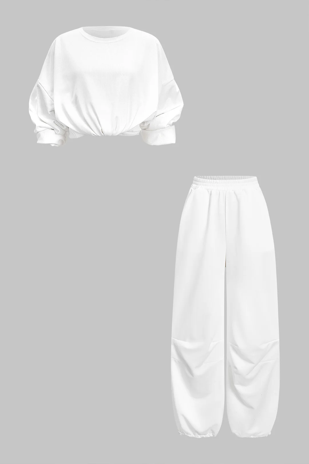 Round Neck Long-Sleeve Top And Pants Set - Weenar