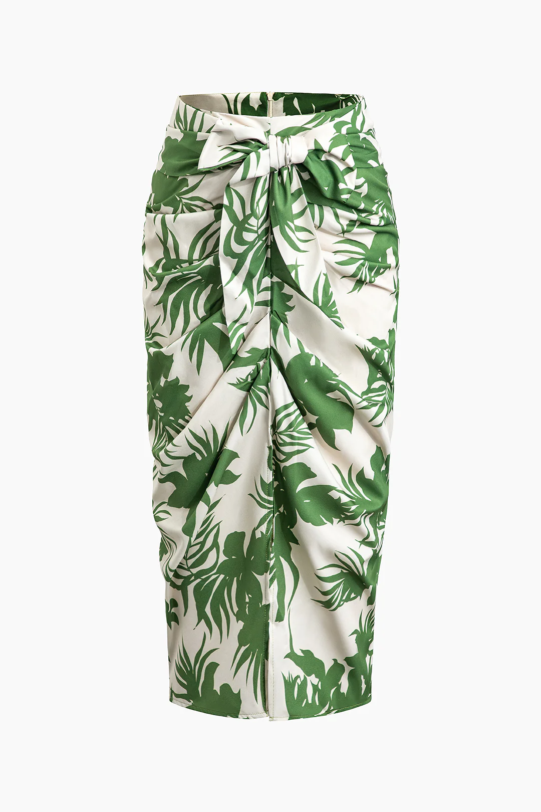 Floral Print Ruched Tie Up Split Skirt - Weenar