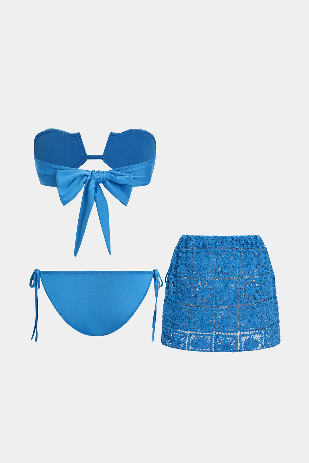 3PC Tie-Up Backless Cami Top And Cut Out Skirt Set - Weenar