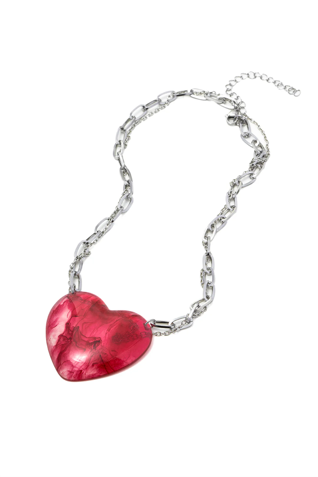 Silver Blood Red Heart Necklace - Weenar
