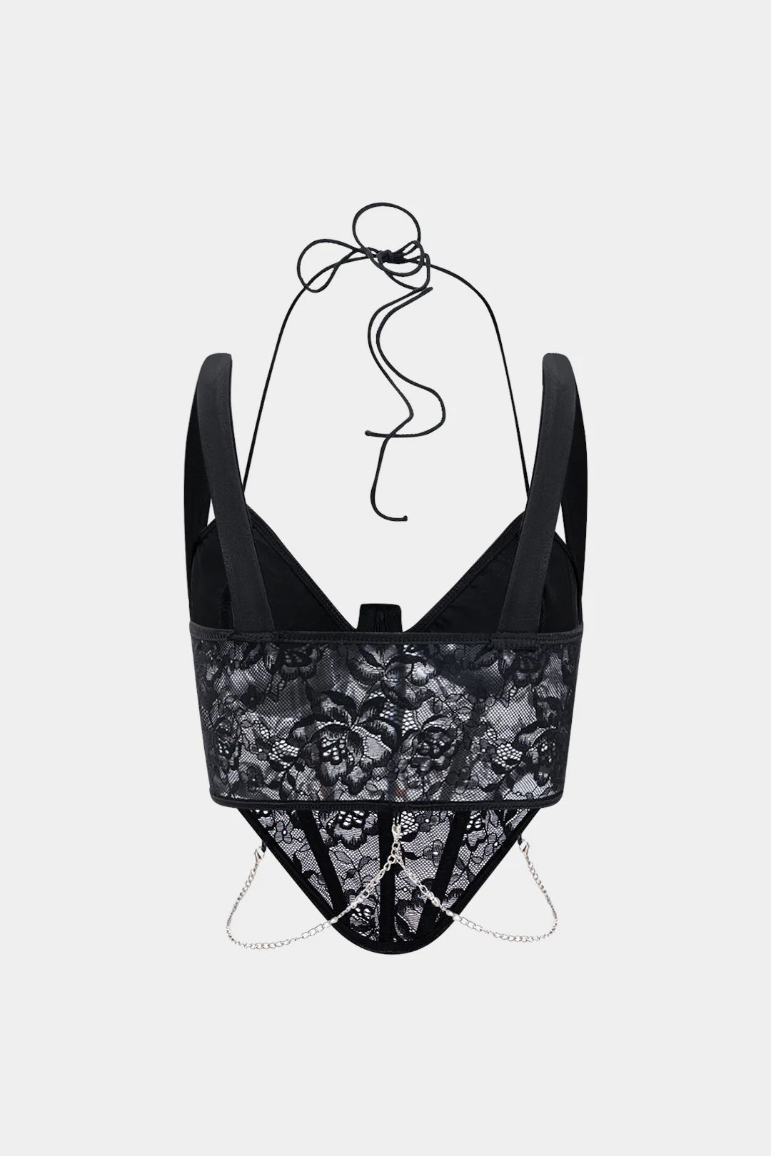 Lace Halter Neck Tie Up Cami Top - Weenar
