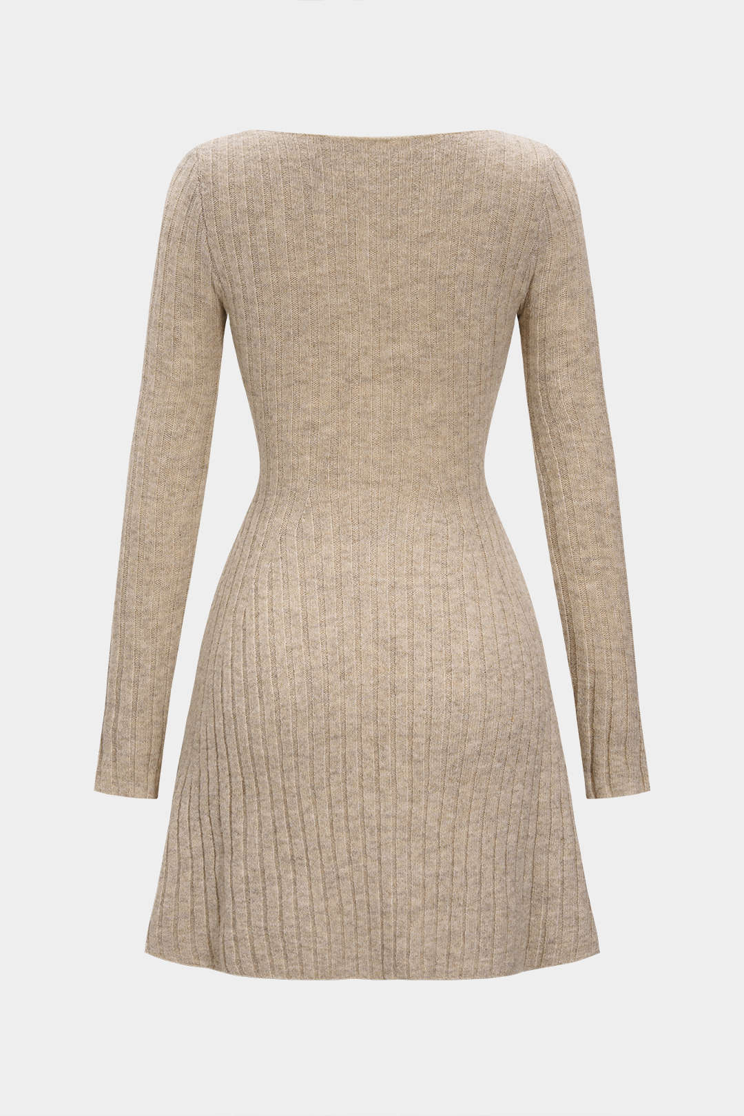 Knit Ruched Long-Sleeve Mini Dress - Weenar