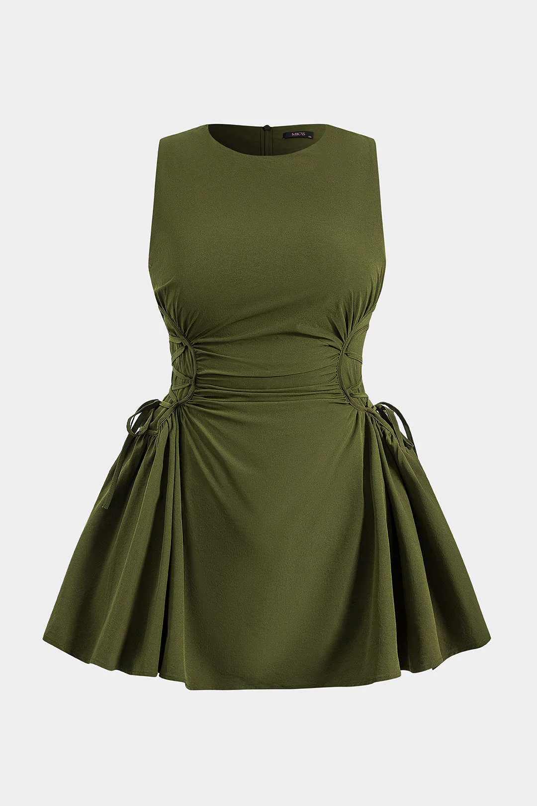 Plus Size Knotted Zipper Sleeveless Mini Dress - Weenar