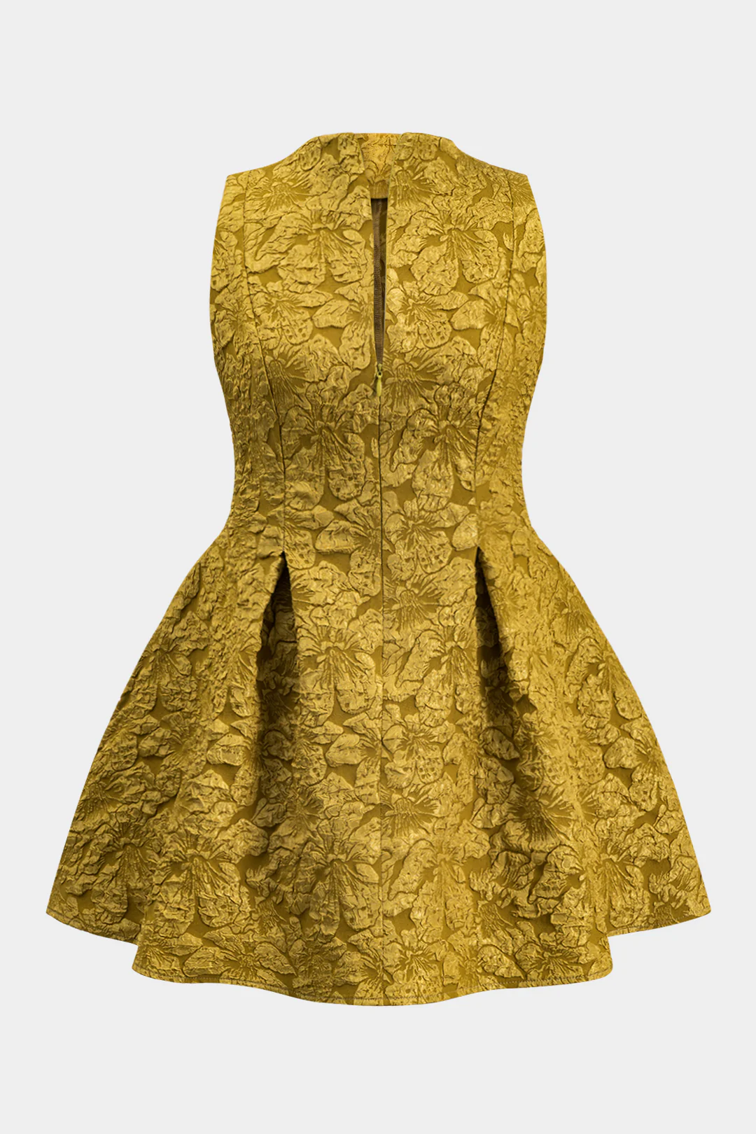 Plus Size Jacquard Ruched Zipper Sleeveless Mini Dress - Weenar
