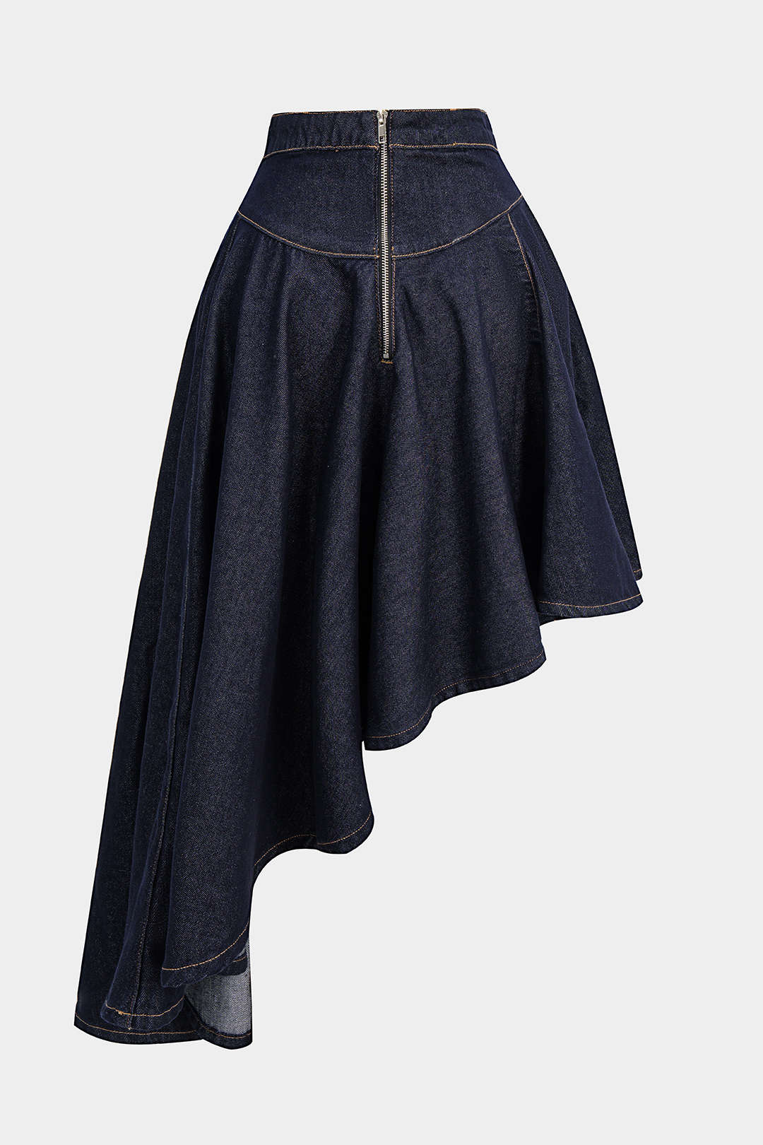 Denim Contrast Binding Ruffle Skirt - Weenar