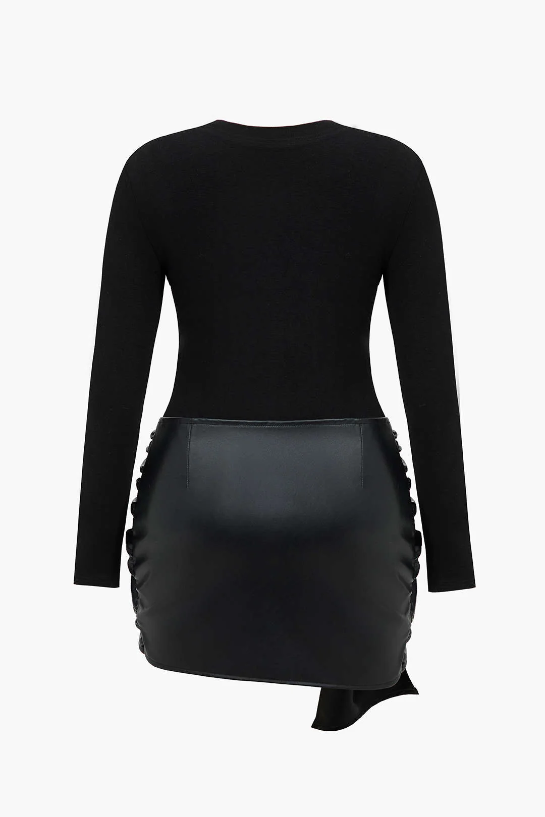 Plus Size Faux Leather Patchwork Mini Dress - Weenar