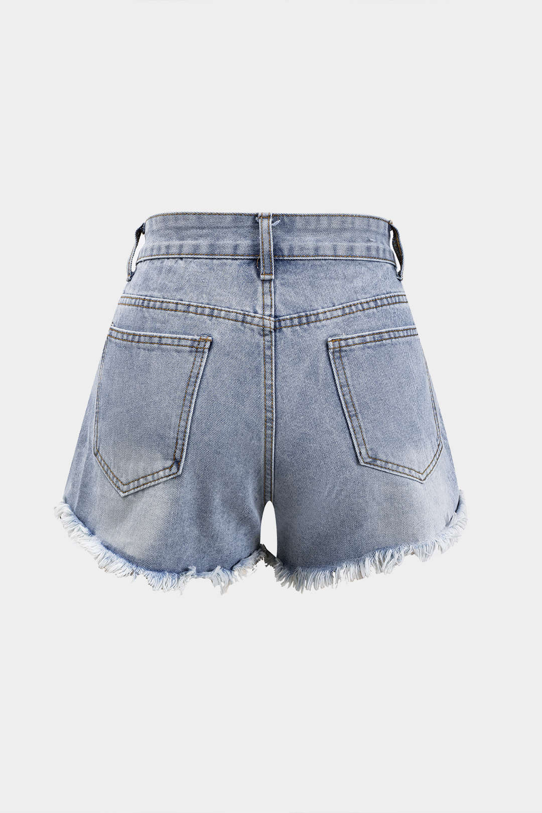 Denim High Waist Beaded Shorts - Weenar