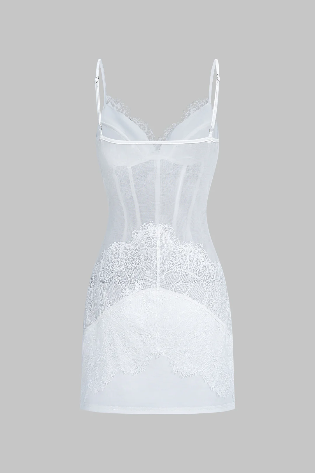 Lace V-Neck Corset Backless Slip Sleeveless Mini Dress - Weenar