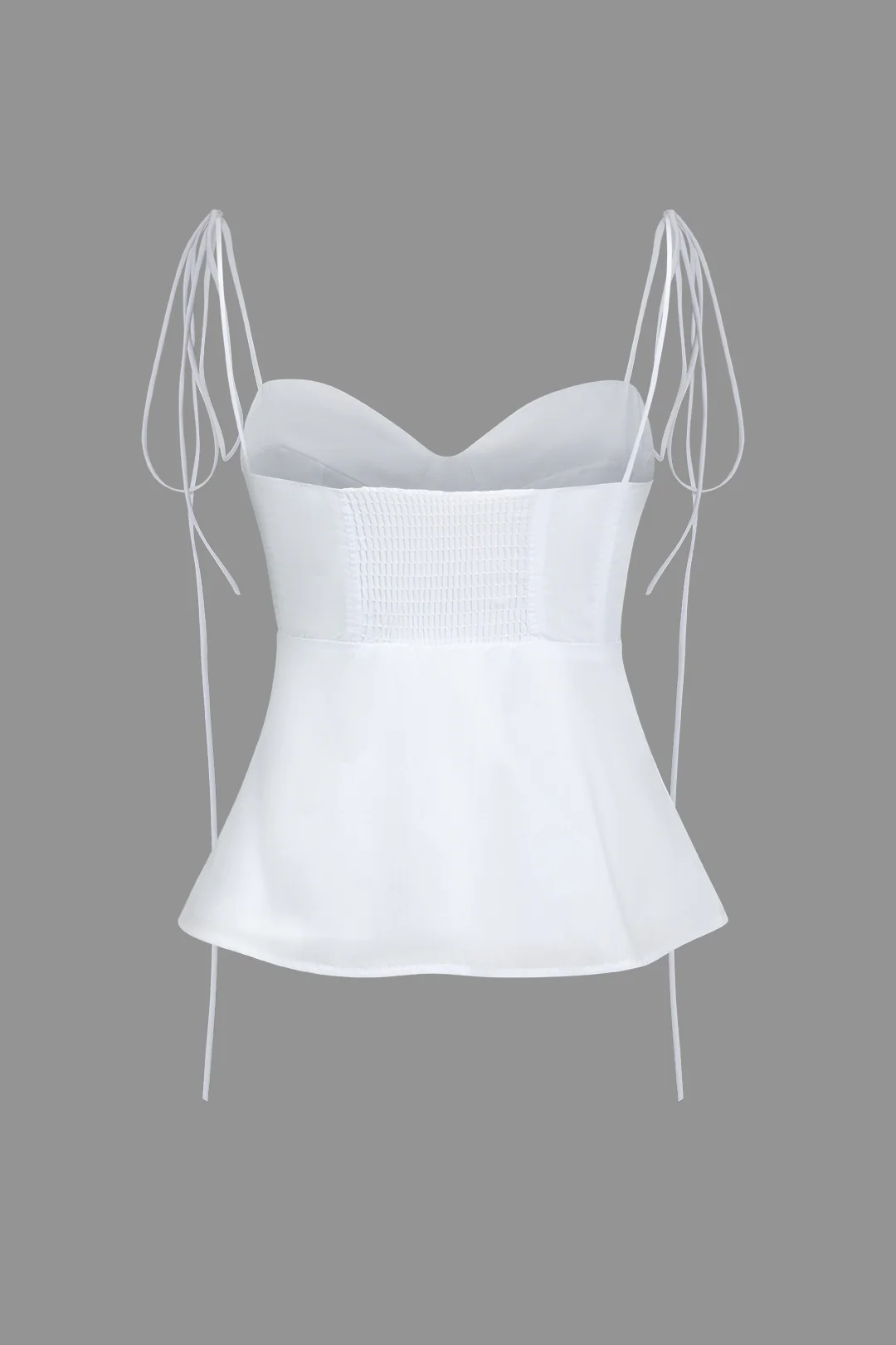 Solid Shirred Tie-Up Cami Top - Weenar